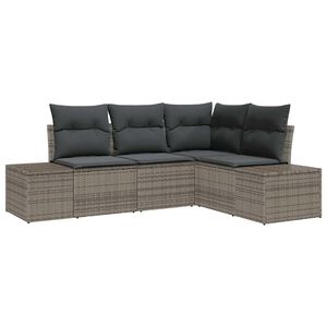 vidaXL Ensemble de canap&eacute; de jardin avec stockage 4 pcs Gris polyrotin