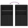 vidaXL Armoire latérale avec lumières LED noir bois d'ingénierie