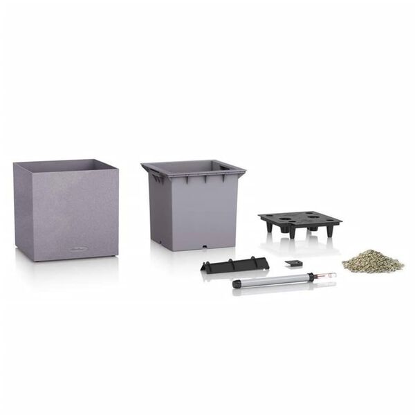 LECHUZA Jardini&egrave;re CANTO Stone 30 Low ALL-IN-ONE Gris pierre