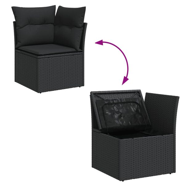 vidaXL Salon de jardin 7 pcs avec coussins noir r&eacute;sine tress&eacute;e
