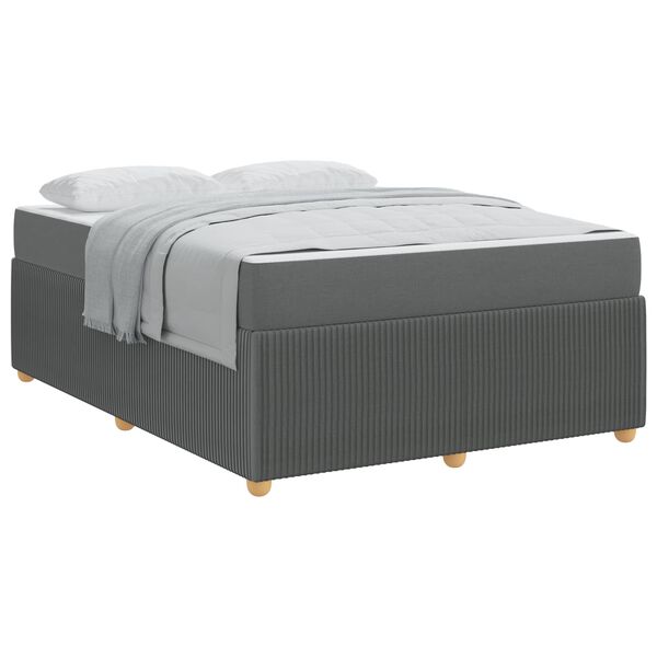 vidaXL Cadre de lit avec matelas Gris fonc&eacute; 140 x 200 cm tissu