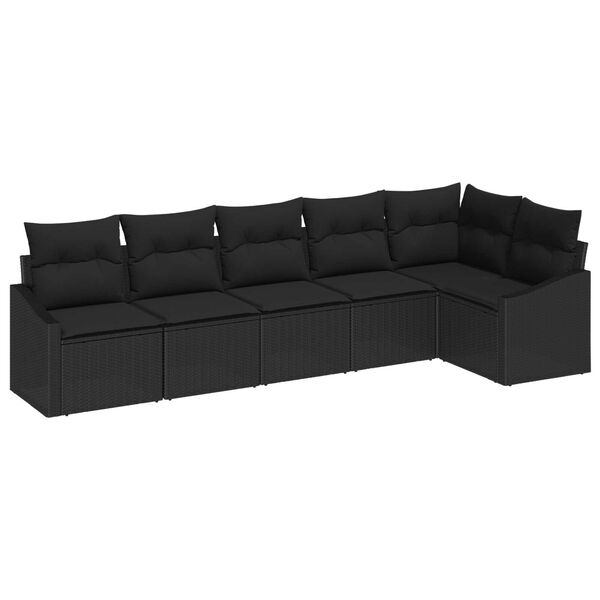 vidaXL Ensemble de Canapés avec coussin 6 pcs Noir polyrotin