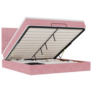 vidaXL Cadre de lit ottoman avec matelas rose 180x200 cm velours
