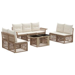 vidaXL Ensemble de canap&eacute; de jardin 8 pc Beige et blanc cr&egrave;me