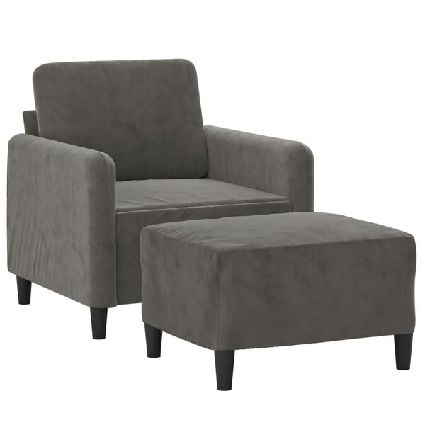 vidaXL Fauteuil avec repose-pied Gris fonc&eacute; 60 cm Velours