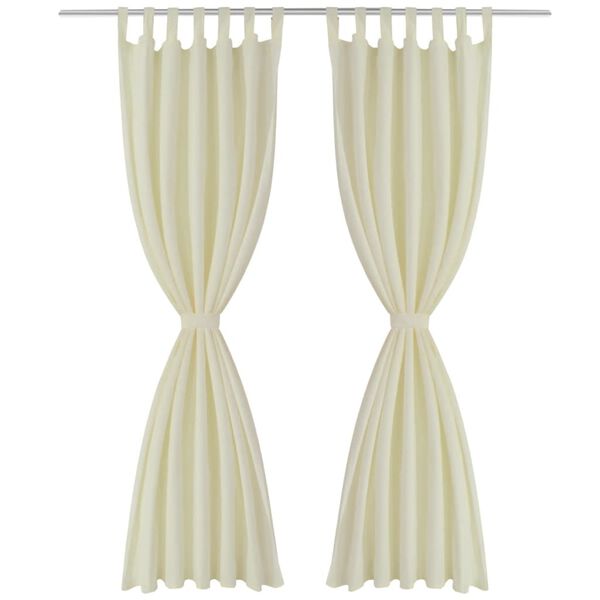 2 pcs Rideau &agrave; Passant Micro Satin Cr&egrave;me 140 x 245 cm