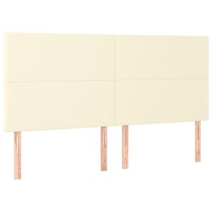 vidaXL T&ecirc;te de lit Cr&egrave;me 200x5x118/128 cm Similicuir