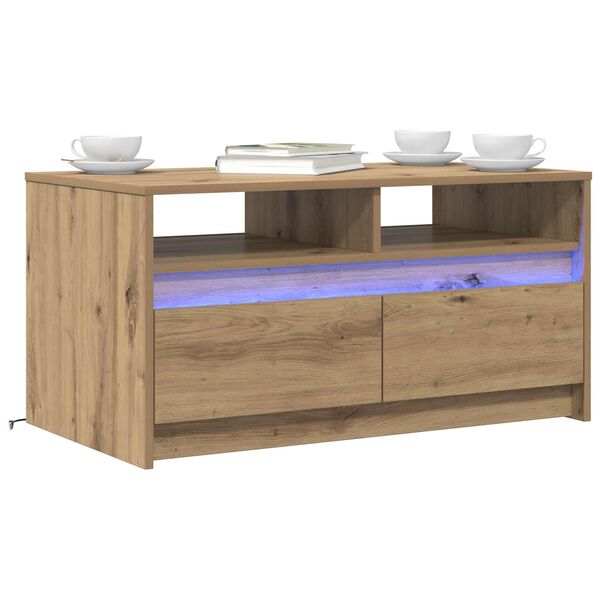 vidaXL Table basse Ch&ecirc;ne artisan 90 x 50 x 45 cm Bois d'ing&eacute;nierie