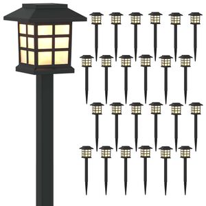 vidaXL Lampes solaires ext&eacute;rieures avec pique de sol 24 pc Blanc chaud