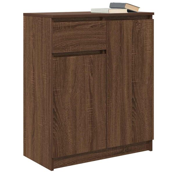 vidaXL Buffet avec tiroir ch&ecirc;ne brun 71x35x84 cm bois d'ing&eacute;nierie