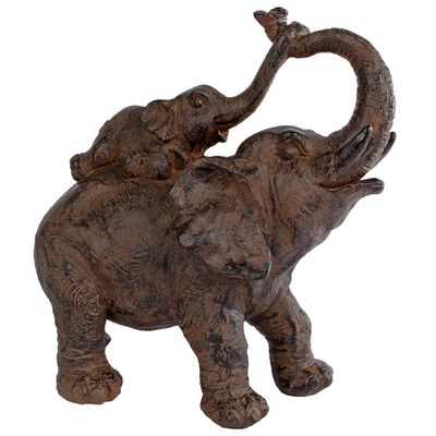 Gifts Amsterdam Sculpture Elephants Polystone Marron 28x13x28 cm