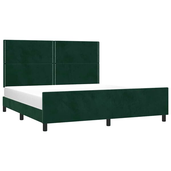 vidaXL Cadre de lit sans matelas vert fonc&eacute; 200x200 cm velours