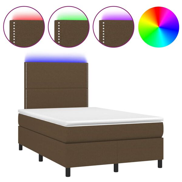 vidaXL Sommier &agrave; lattes de lit matelas et LED marron fonc&eacute; 120x190 cm