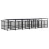 vidaXL Chenil d'ext&eacute;rieur avec toit pour chiens Acier 11,26 m&sup2;