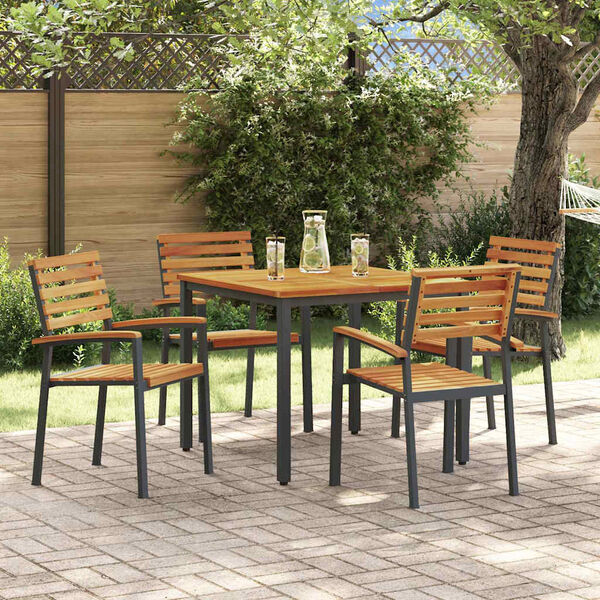 vidaXL Ensemble de salle &agrave; manger pour jardin 5 pcs Noir