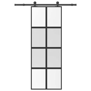 vidaXL Porte coulissante kit de quincaillerie tremp&eacute; verre aluminium