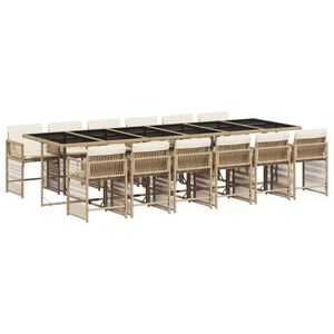 vidaXL Ensemble &agrave; manger de jardin et coussins 13 pcs beige