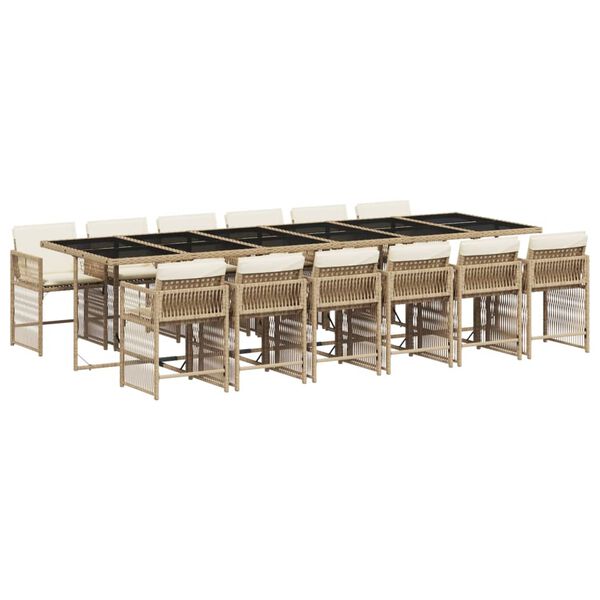 vidaXL Ensemble &agrave; manger de jardin et coussins 13 pcs beige