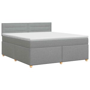vidaXL Lit boxspring avec matelas Gris clair 140 x 190 cm Tissu
