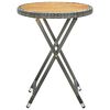 vidaXL Table &agrave; th&eacute; Gris 60 cm R&eacute;sine tress&eacute;e et bois d'acacia solide