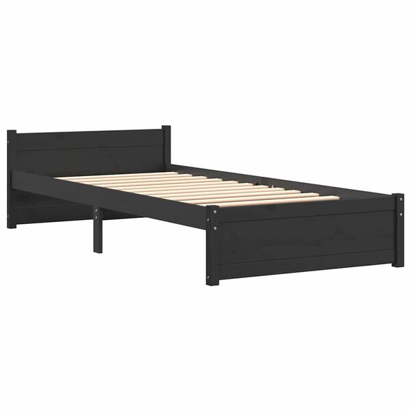 vidaXL Cadre de lit sans matelas noir bois massif 90x200 cm