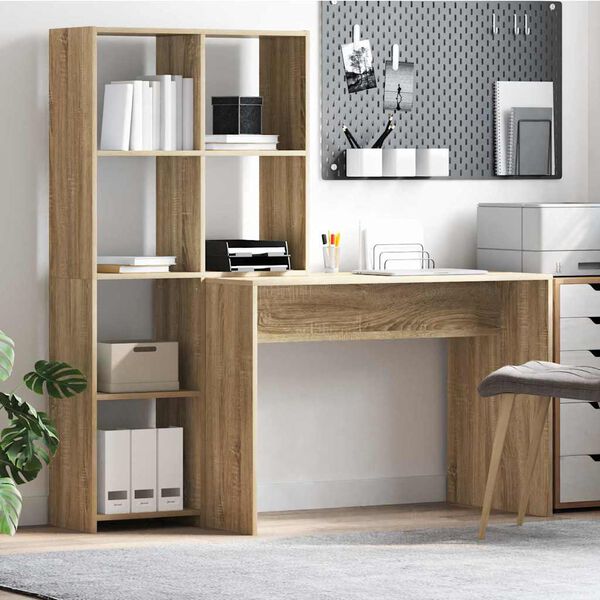 vidaXL Bureau Chêne Sonoma 138,5 x 55 x 143 cm Bois d'ingénierie