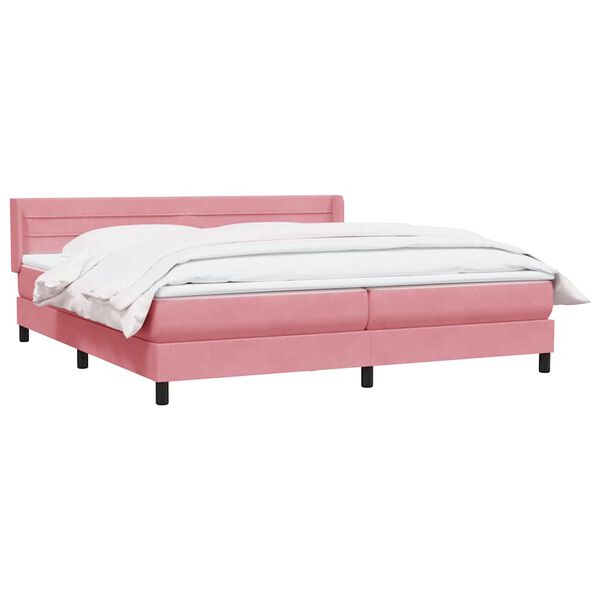 vidaXL Sommier &agrave; lattes de lit avec matelas rose 180x210 cm velours