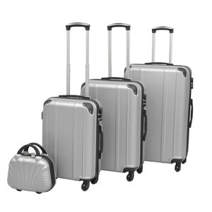 vidaXL Ensemble de valises &agrave; roulettes quatre pi&egrave;ces Argent&eacute;