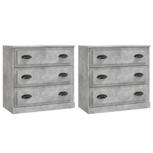 vidaXL Buffets 2 pcs gris b&eacute;ton bois d'ing&eacute;nierie