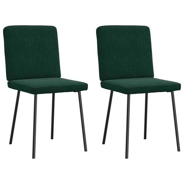 vidaXL Chaises &agrave; manger lot de 2 Vert fonc&eacute; Velours