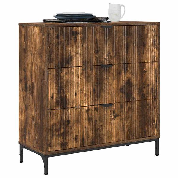 vidaXL Buffet Ch&ecirc;ne fum&eacute; 79,5 x 33 x 82 cm Bois d'ing&eacute;nierie