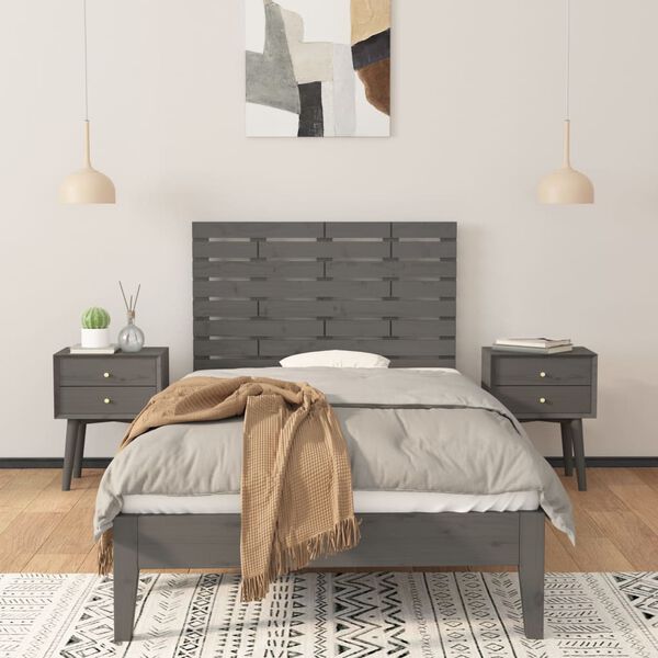 vidaXL T&ecirc;te de lit murale Gris 96x3x63 cm Bois massif de pin