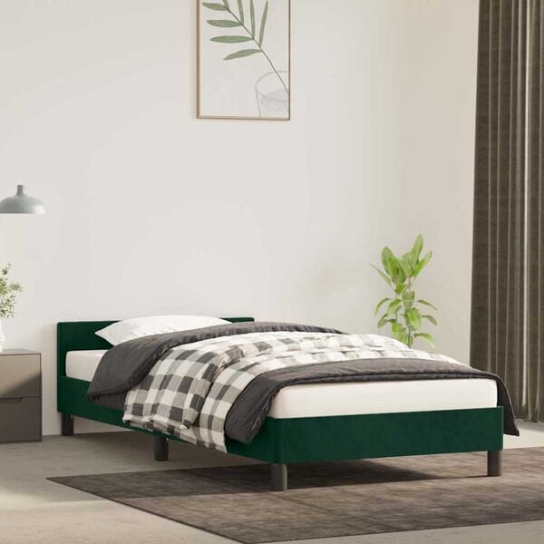 vidaXL Cadre de lit sans matelas vert foncé 100x200 cm velours