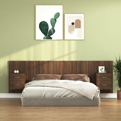 vidaXL Tête de lit avec armoires Chêne marron Bois d'ingénierie