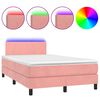 vidaXL Sommier &agrave; lattes de lit avec matelas LED Rose 120x200cm Velours