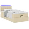 vidaXL Lit ottoman avec matelas cr&egrave;me 100x200 cm tissu