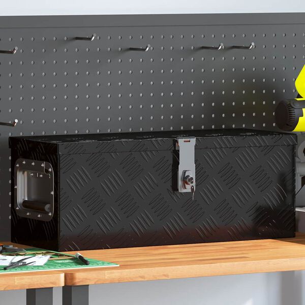 vidaXL Boîte de rangement Noir 60x23,5x23 cm Aluminium