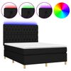 vidaXL Sommier &agrave; lattes de lit et matelas et LED Noir 140x190 cm Tissu
