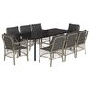 vidaXL Ensemble &agrave; manger de jardin et coussins 9 pcs gris clair rotin