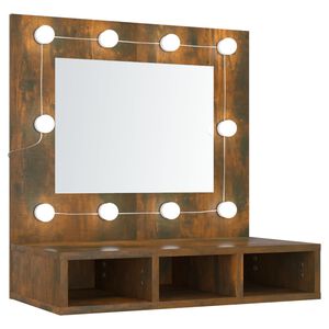 vidaXL Armoire &agrave; miroir avec LED Ch&ecirc;ne fum&eacute; 60x31,5x62 cm