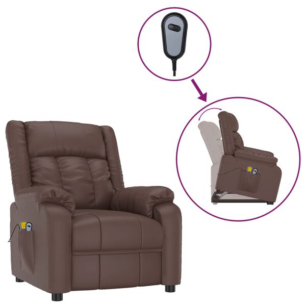 vidaXL Fauteuil de massage Marron Similicuir