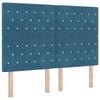 vidaXL Lit &agrave; ressort LED avec matelas Bleu fonc&eacute; 140 x 200 cm Velours