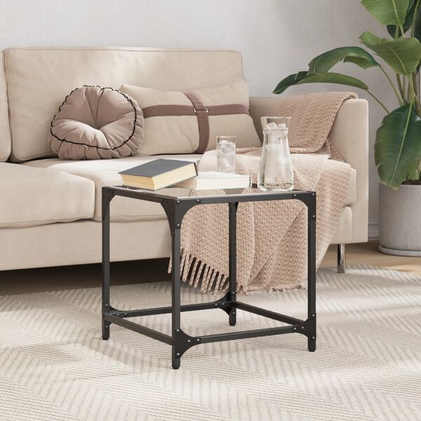 vidaXL Table basse avec dessus en verre transparent 40x40x40 cm acier