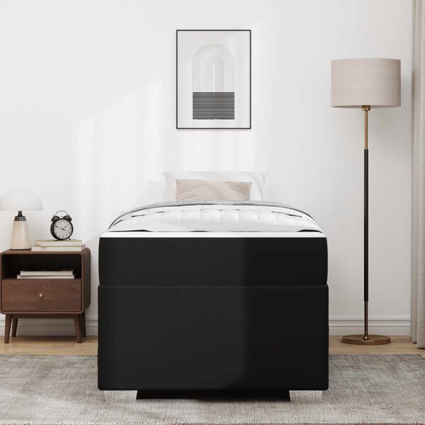 vidaXL Cadre de lit avec matelas Noir 100 x 200 cm tissu