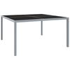 vidaXL Table de jardin 130x130x72 cm Gris Acier et verre