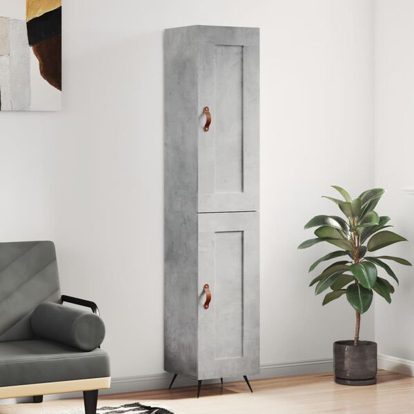 vidaXL Buffet haut Gris b&eacute;ton 34,5x34x180 cm Bois d'ing&eacute;nierie