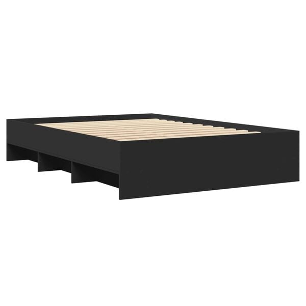 vidaXL Cadre de lit sans matelas noir 140x190 cm bois d'ing&eacute;nierie