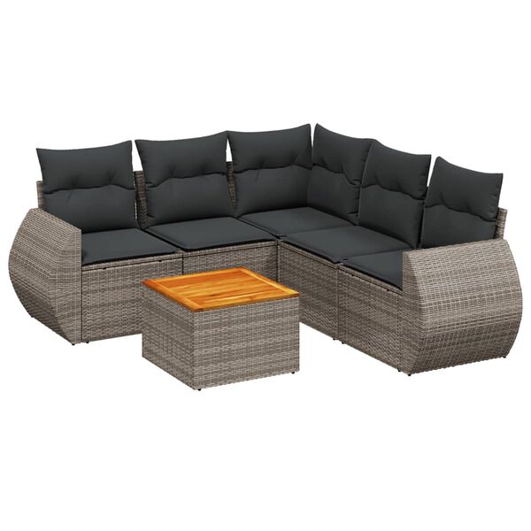 vidaXL Salon de jardin 6 pcs avec coussins gris résine tressée