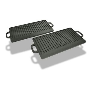 vidaXL Plancha en fonte r&eacute;versible 2 pcs 38x23 cm