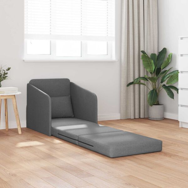 vidaXL Canap&eacute;-lit pliant Gris fonc&eacute; 65 x 80 x 83 cm tissu